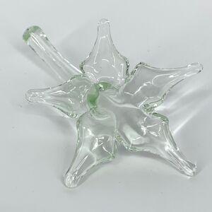 VINTAGE Hand Blown Trumpet Lily Flower Crystal VASE Long Stem Art Glass